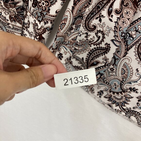 Ann Taylor size XL Brown White Paisley Stretch Knit Long Sleeve Pullover Top - Picture 9 of 9